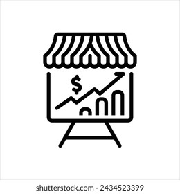 Icono de línea negra vectorial para ventas