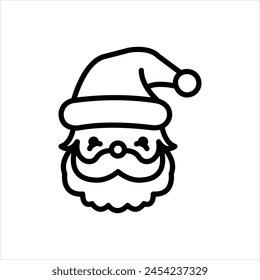 Vector black line icon for santa clause