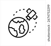 Vector black line icon for satellite view