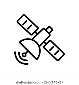 Ícone de linha preta vetorial para satélite