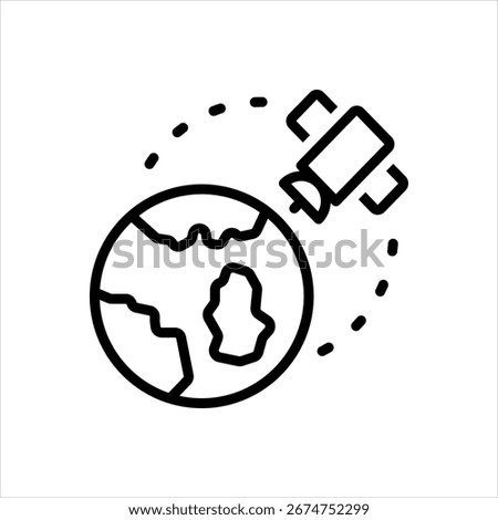 Vector black line icon for satellite view