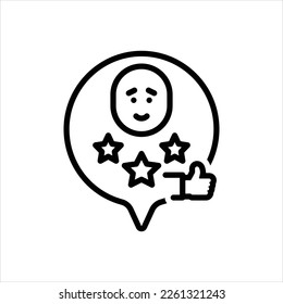 Vector black line icon for satisfactory