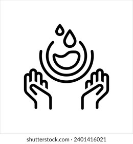Icono de línea negra del vector para ahorrar agua