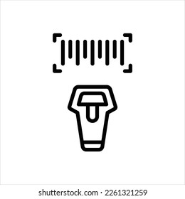 Vector black line icon for scanner