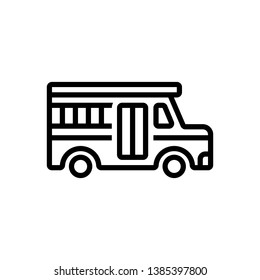 Vector black line icon for school bus