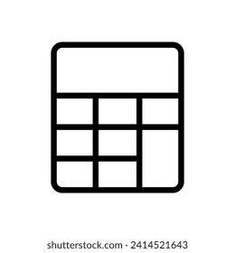 Vector black line icon school calculator isolated on white background
