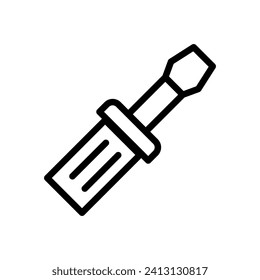 Vector black line icon screwdriver isolated on white background