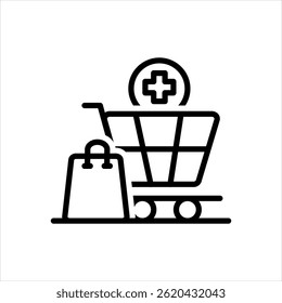 Icono de línea negra de Vector para compras sin costuras