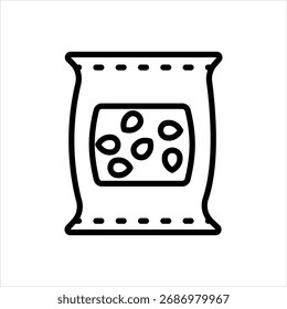 Icono de línea negra de Vector para bolso de semilla