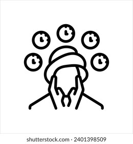 Vector black line icon for self care routine