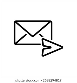 Ícone de linha preta vetorial para e-mail enviado