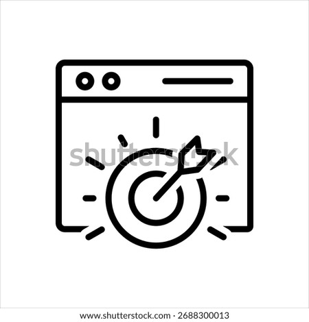 Vector black line icon for seo marketing strategy