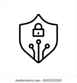 Ícone de linha preta vetorial para escudo