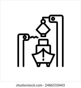 Vector black line icon for ship building