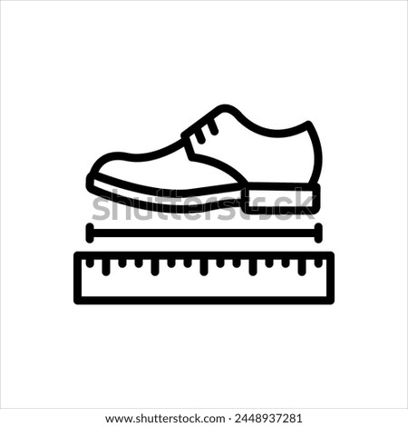 Vector black line icon for shoe size