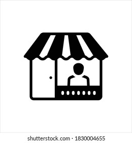 Vector black line icon for shop