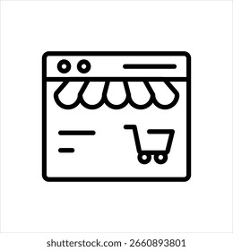 Icono de línea negra de Vector para el sitio de compras