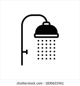 Vector black line icon for shower