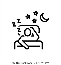 Vector black line icon for sleep