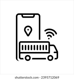 Vector black line icon for smart logistics