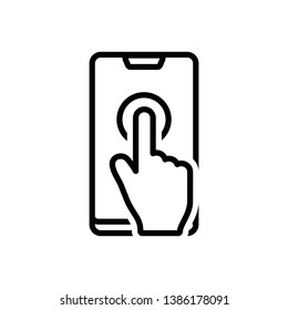 Vector black line icon for smartphone
