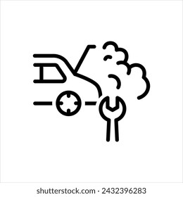 Icono de línea negra vectorial para reparación de smog