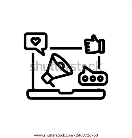 Vector black line icon for social media marketing