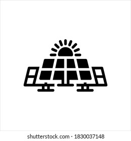 Vector black line icon for solar