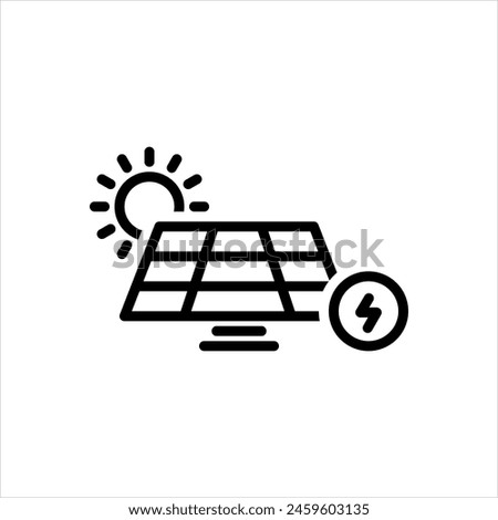 Vector black line icon for 
solar energy