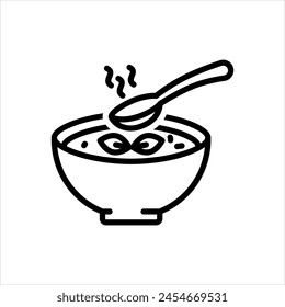 Vector black line icon for soup