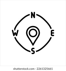Vector black line icon for south