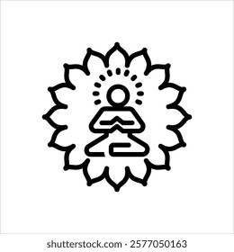 Vector black line icon for spiritual well being 