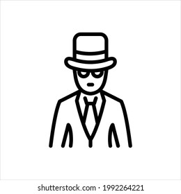 Vector black line icon for spy