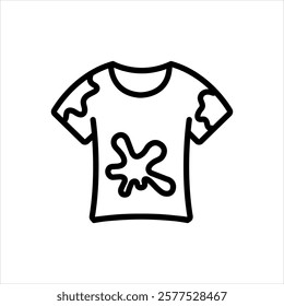 Vector black line icon for stained tshirt