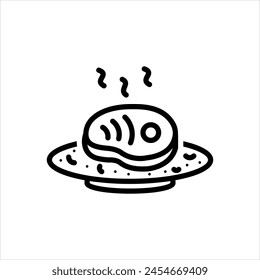 Vector black line icon for 
steaks