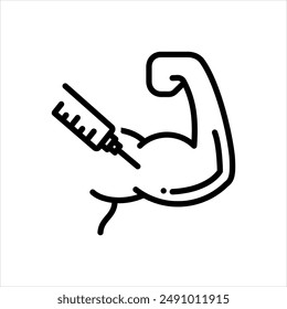 Vector black line icon for steroid