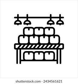 Vector black line icon for stock availability