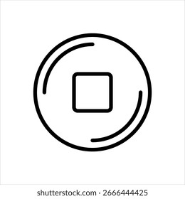 Vector de línea negra icono para detener el Botón
