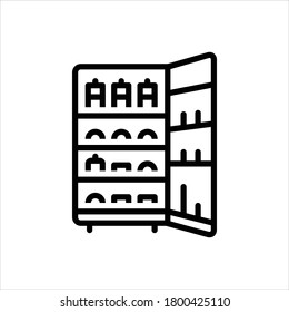 Icono de línea negra del vector para almacenamiento