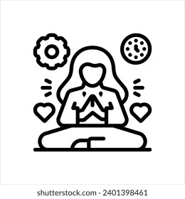 Vector black line icon for stress management