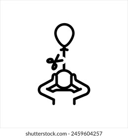 Vector black line icon for stress free