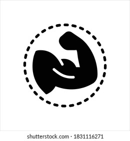 Vector black line icon for strong