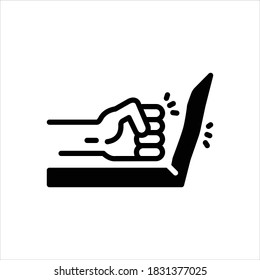 Vector black line icon for strong
