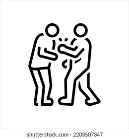 Vector black line icon for struck