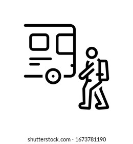 Icono de línea negra del vector para el estudiante que viene
