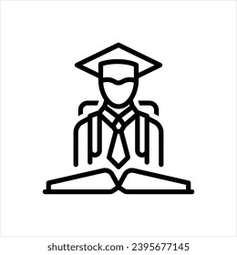Icono de línea negra del vector para el estudiante