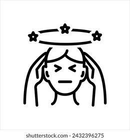 Icono de línea negra vectorial para el sufrimiento