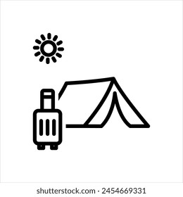 Vector black line icon for summer camp