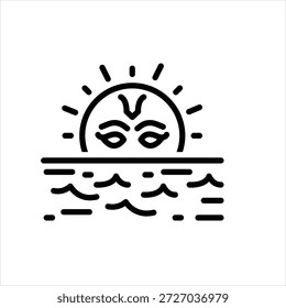 Vector black line icon for Sunset
