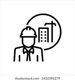 Vector black line icon for superintendent